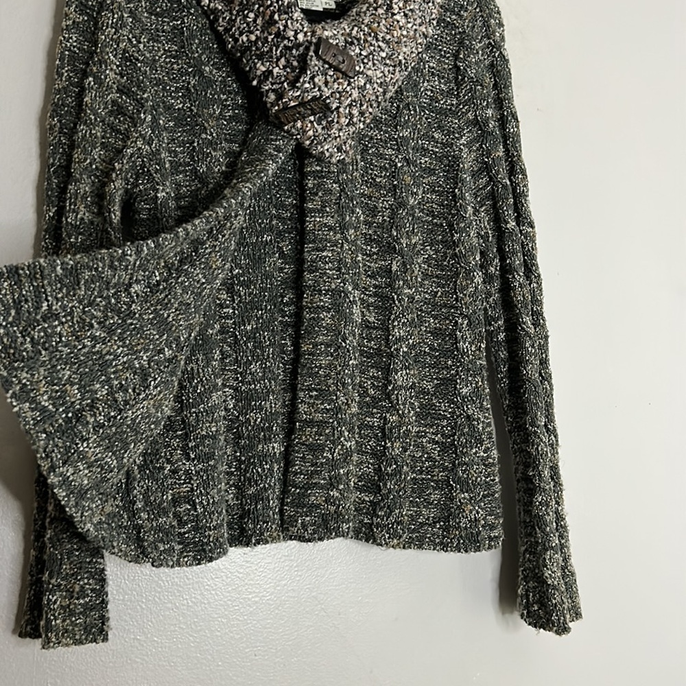 Anthropologie CURIO cable knit cardigan sweater fold over collar large women’s - Picture 4 of 8